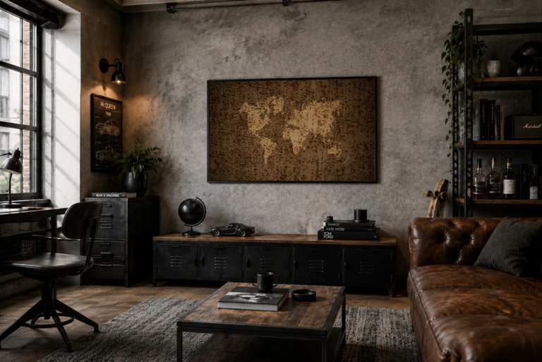 Mapa świata w stylu vintage na brązowym tle Plakat